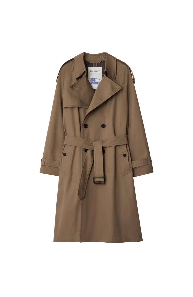 Burberry Long Gabardine Chestwood Trench Coat, Alternate, color, Clay Brown