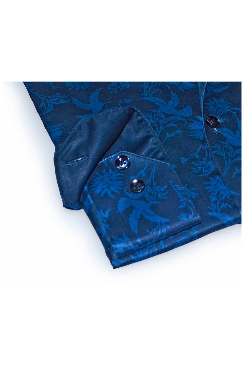 Contemporary Fit Modern Business Dress Shirt, Alternate, color, NAVY NATURE PRINT