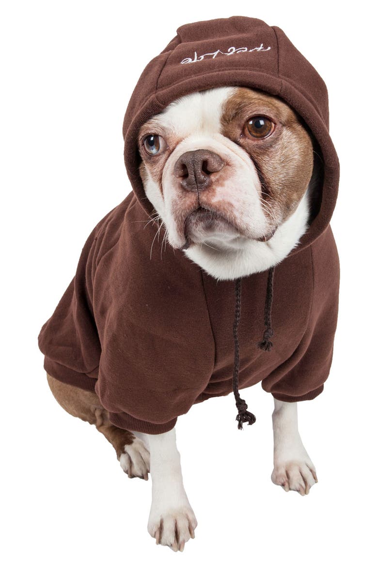 Fashion Plush Dog Hoodie, Alternate, color, BROWN