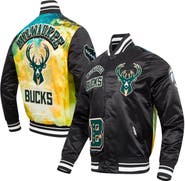 PRO STANDARD Men's Pro Standard Black Milwaukee Bucks Sublimated Satin Full-Snap Jacket