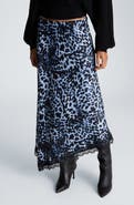 Kenneth Cole Collection Asymmetric Lace Trim Satin Midi Skirt