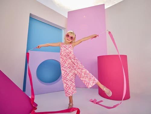 Bisby Kids' Knit Jennifer Jumpsuit In Pink Zig Zag
