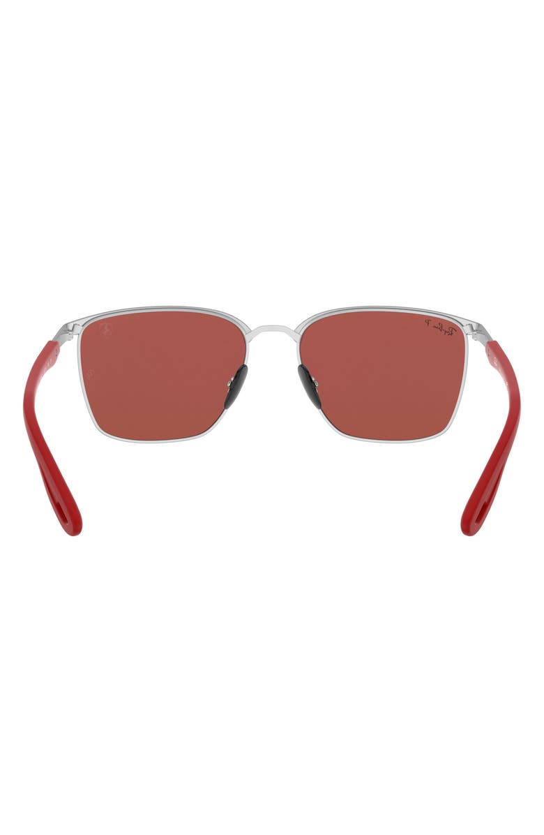 Ray-Ban 56mm Polarized Mirrored Square Sunglasses, Alternate, color, Black Red/ Purple Polarized