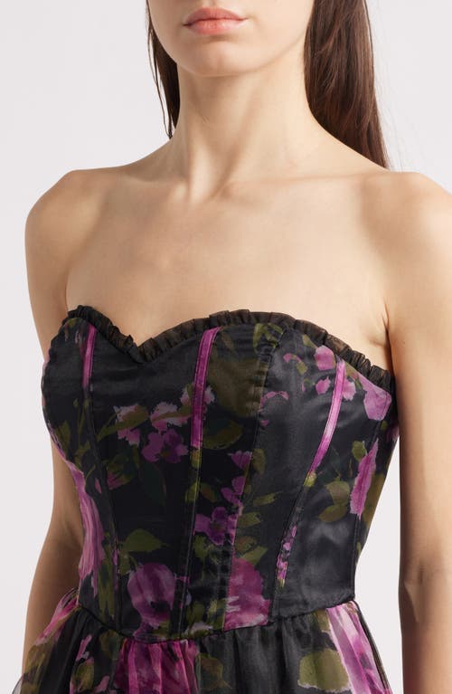 LULUS LULUS HADLEY FLORAL PRINT STRAPLESS GOWN