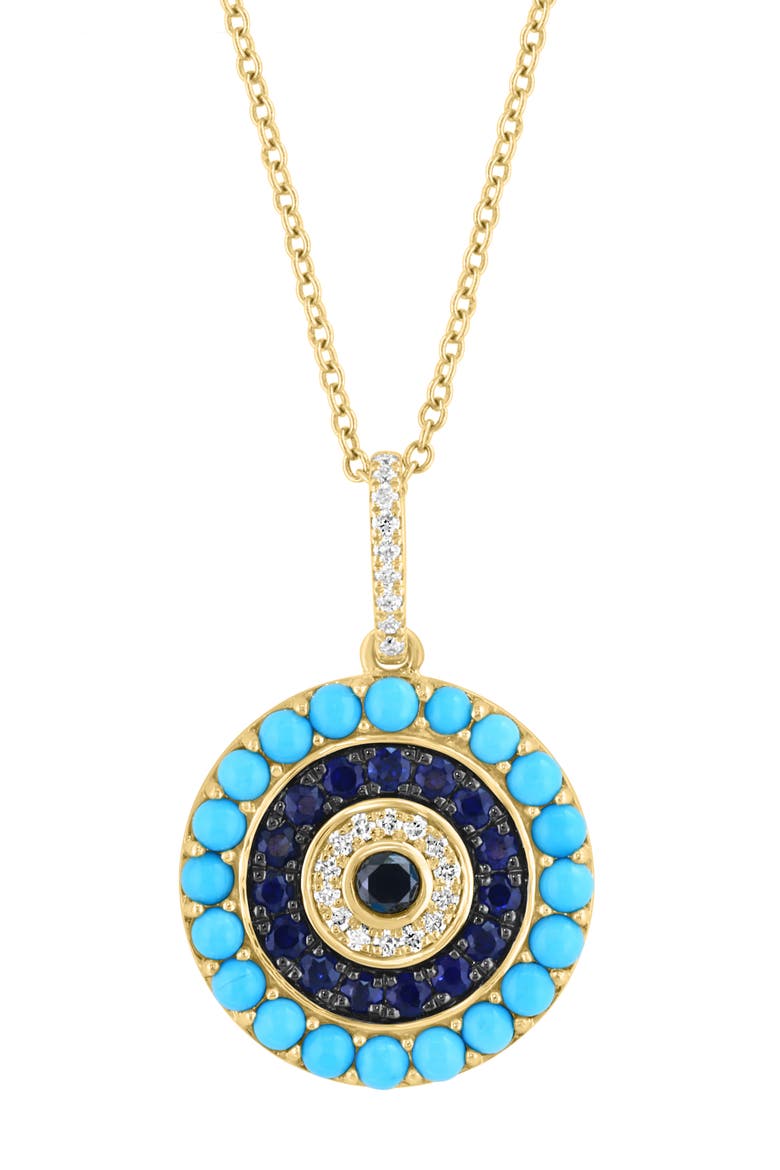 Turquoise & Sapphire Pendant Necklace, Alternate, color, BLUE
