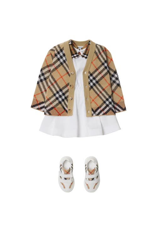 Burberry Check Wool Cardigan In Sand