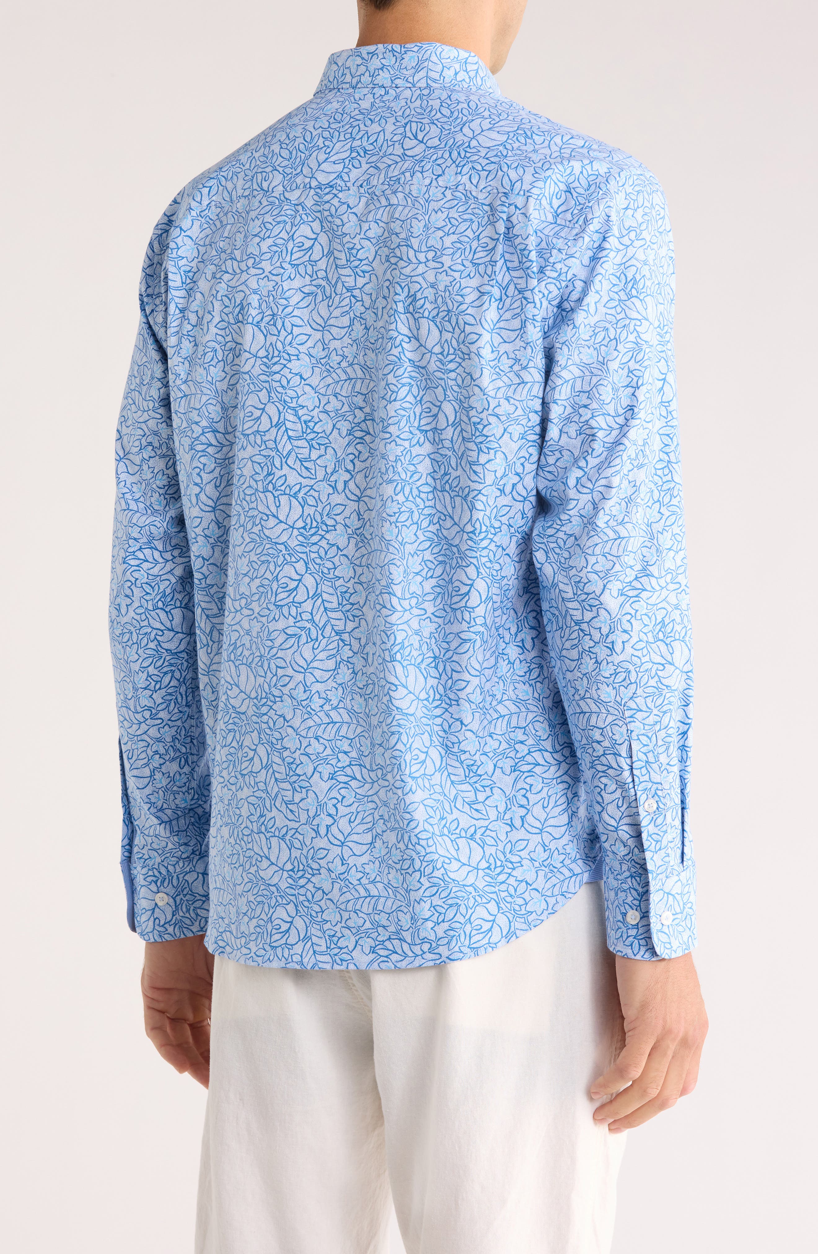 Lazlo Seaside Soiree Leaf Print Button-Up Shirt - image 4