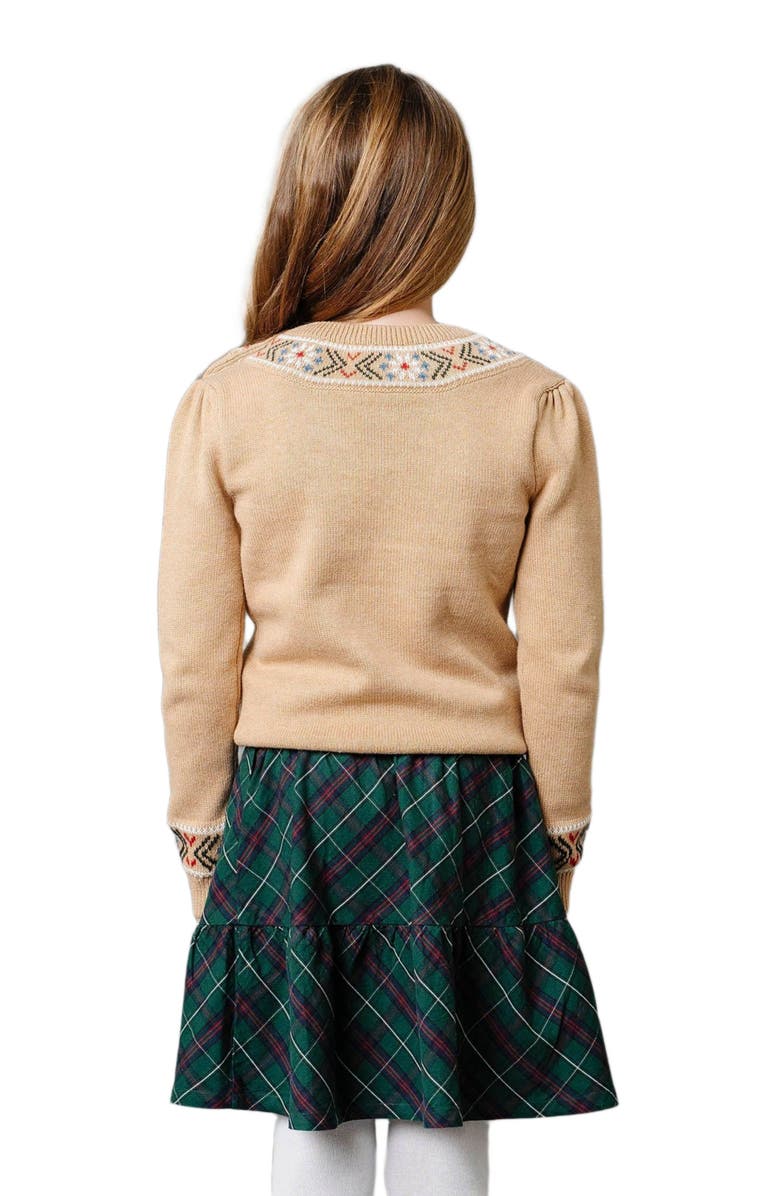 Hope & Henry Girls' Organic Intarsia Trim Sweater, Kids, Alternate, color, Camel Heather Trim Intarsia