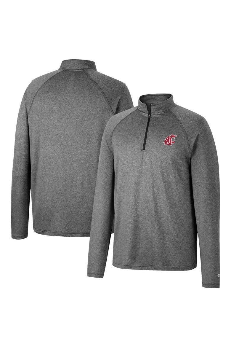 Men's Colosseum Heathered Gray Washington State Cougars Earth First Raglan Quarter-Zip Windshirt, Main, color, Heather Gray
