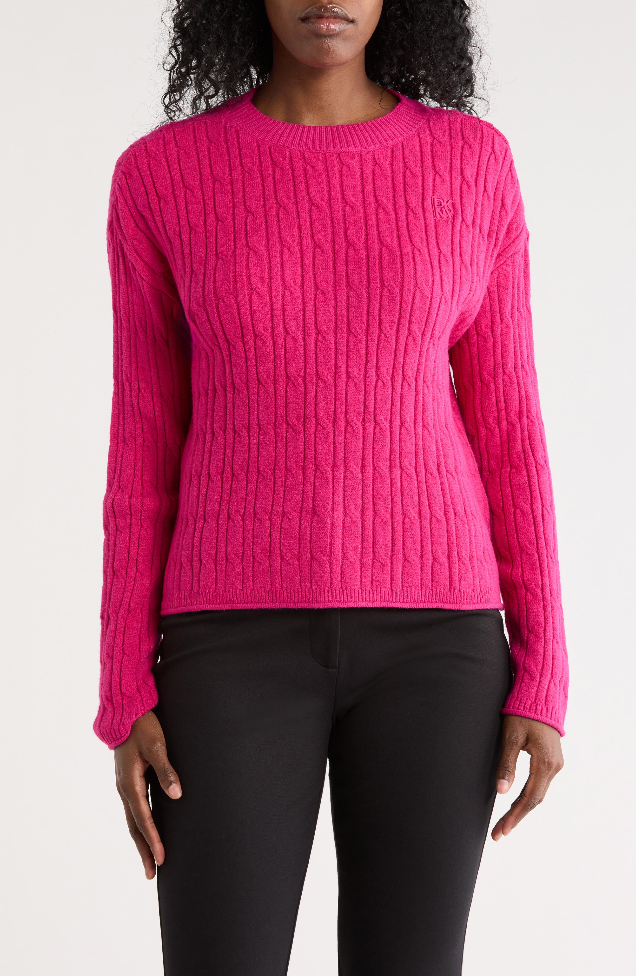 DKNY Jeans Crewneck Cable Stitch Sweater