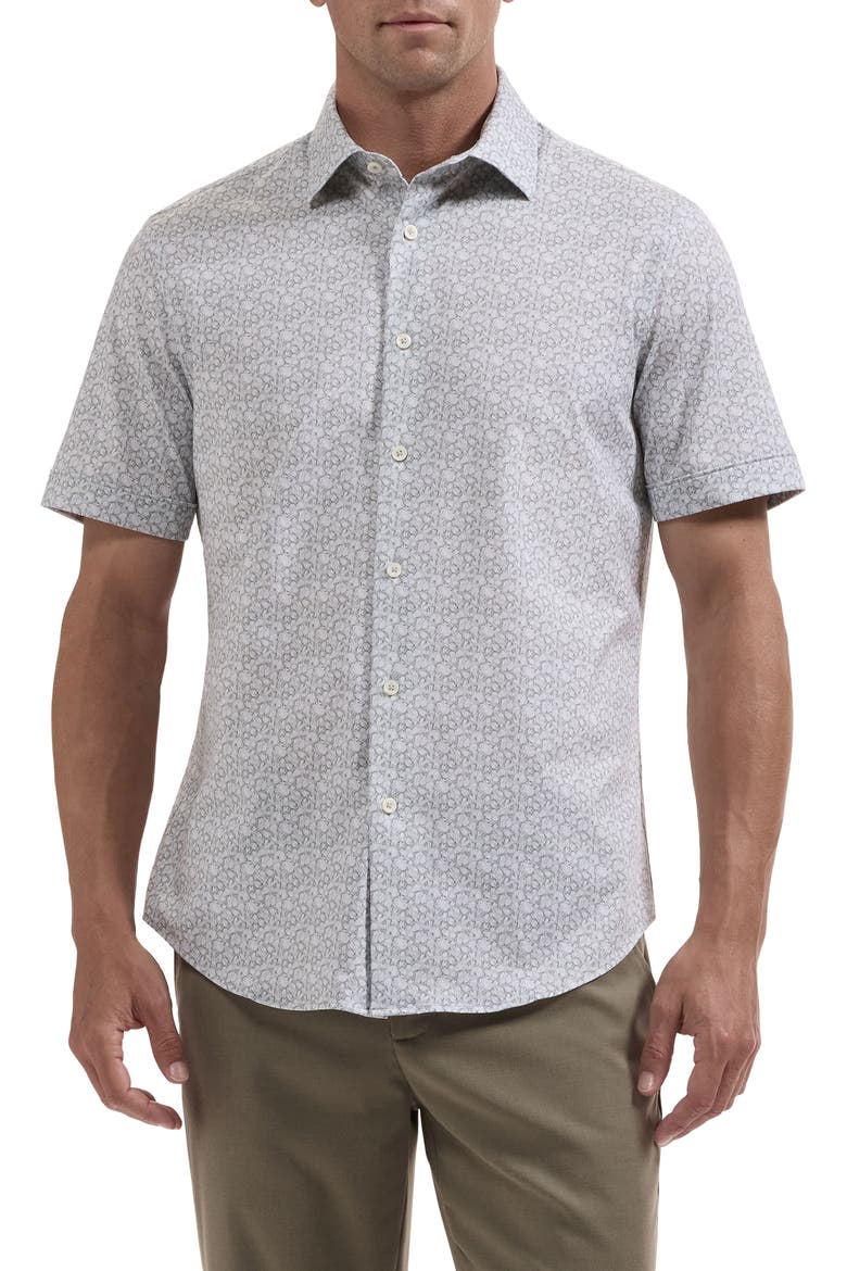 Miles OoohCotton® Floral Short Sleeve Button-Up Shirt, Main, color, AVOCADO