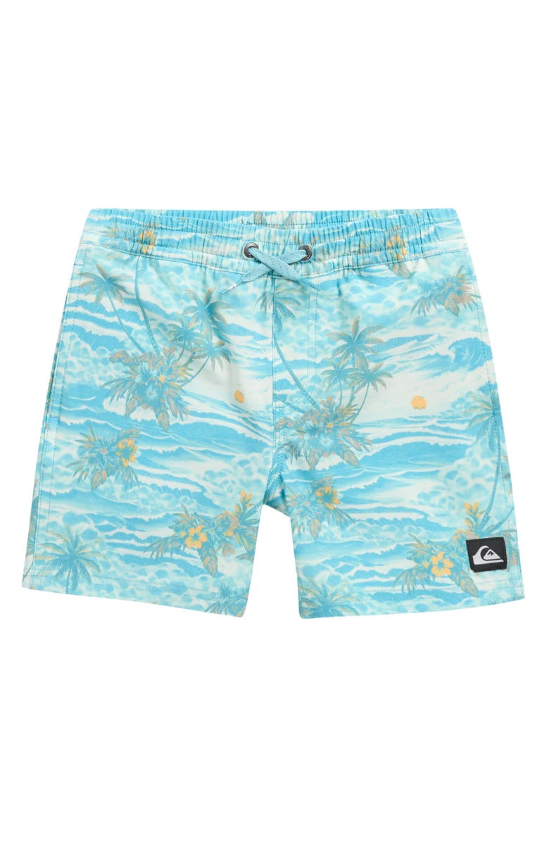 Quiksilver Kids' Surfsilk Volley Swim Trunks, Main, color, Aqua