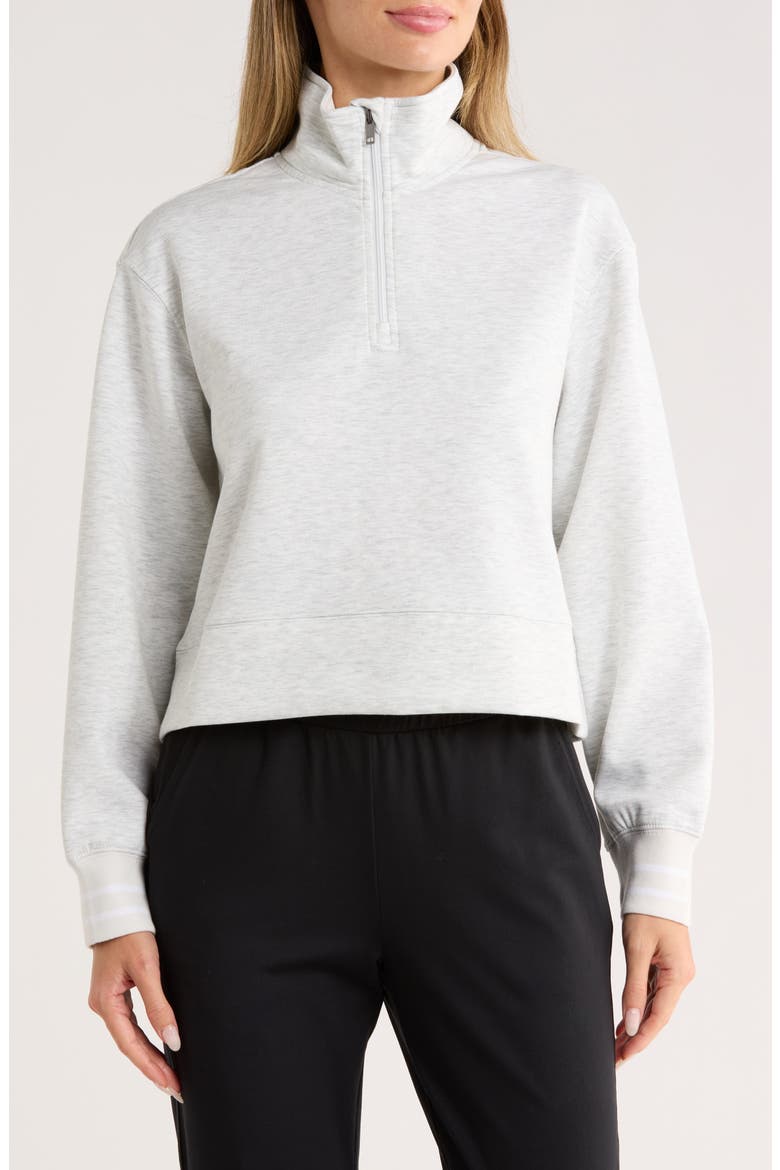 Georgetown Scuba Crop Half Zip Sweatshirt, Main, color, HEATHER LIGHT GREY