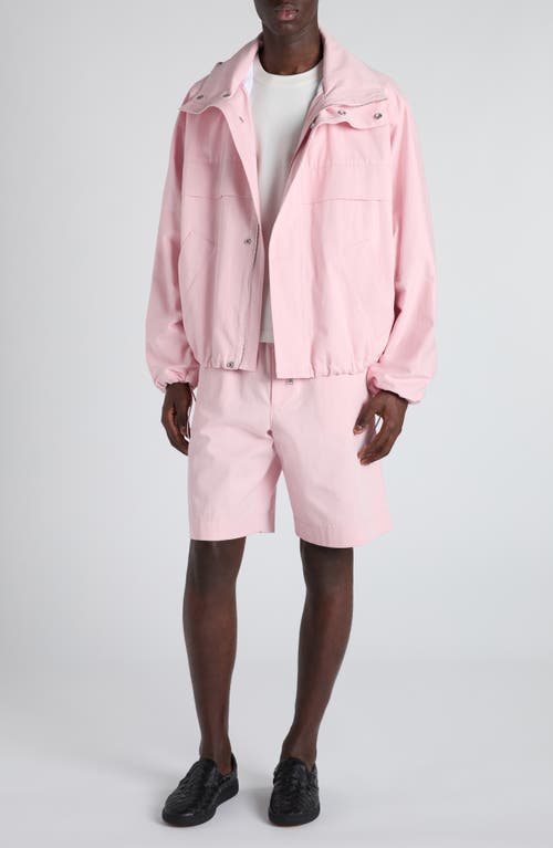Bottega Veneta Cotton Twill Blouson Jacket With Packable Hood In Pink