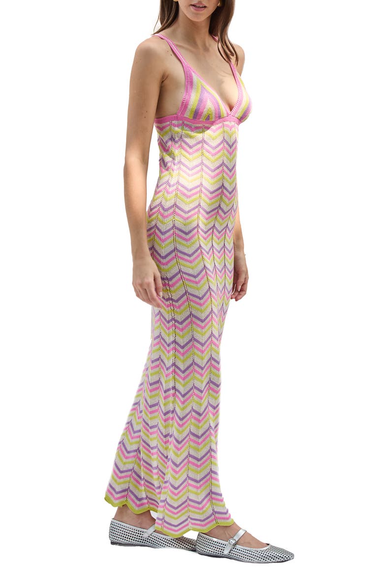 Alaia Stripe Cover-Up Maxi Sweater Dress, Alternate, color, PINK MULTI
