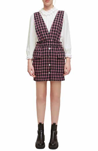 maje Ritrite Plaid Pinafore Dress