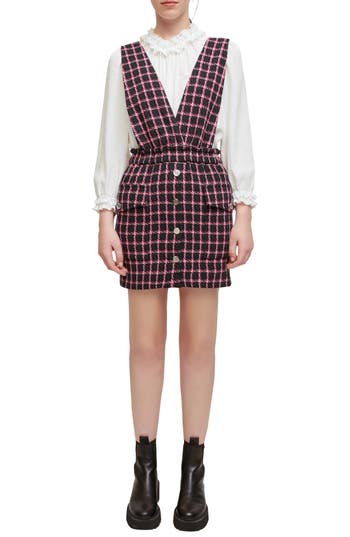 Maje Womens Roses Ritrite Checked Strap Woven Mini Dress 10 In Multi