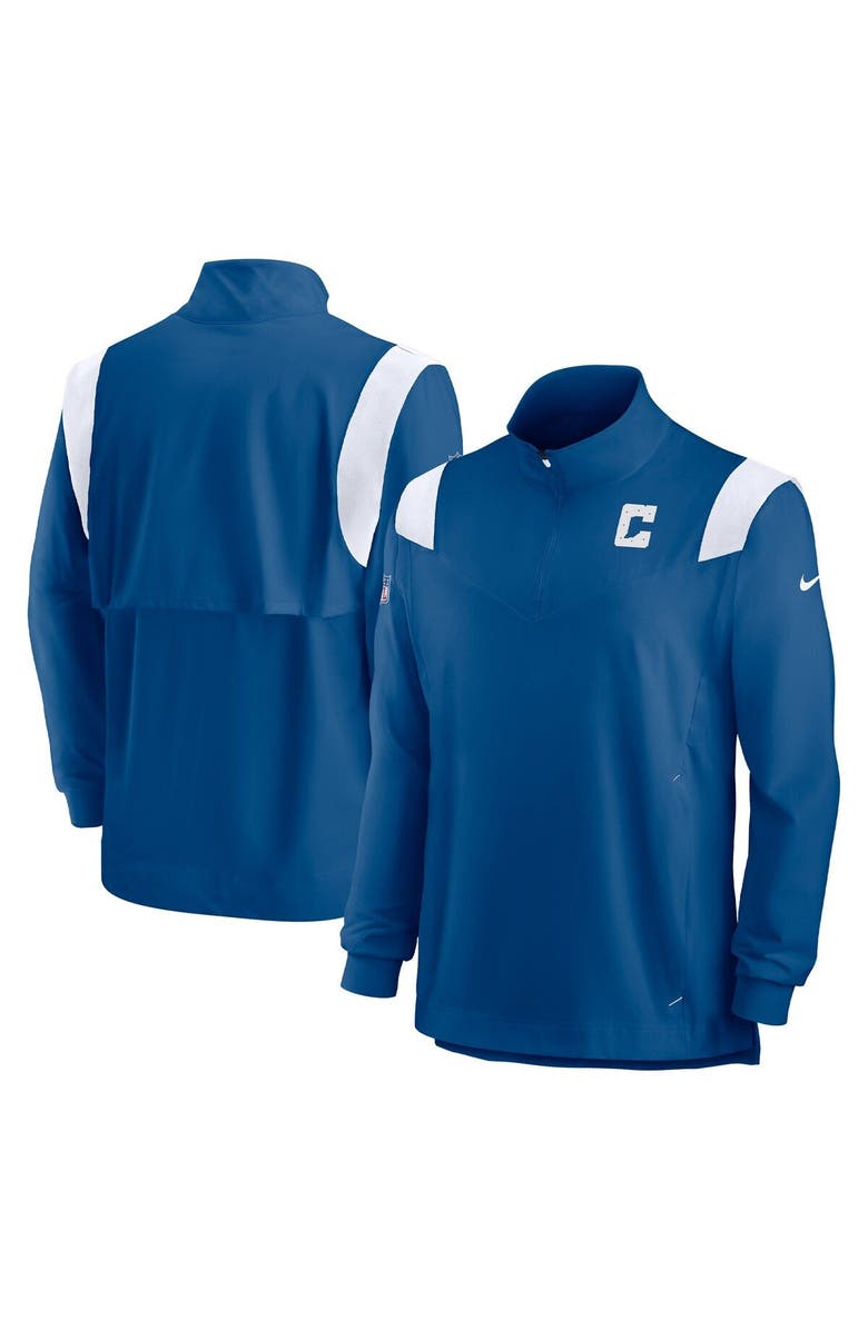 Nike Men's Nike Royal Indianapolis Colts Sideline Coach Chevron Lockup Quarter-Zip Long Sleeve Top, Main, color, Royal