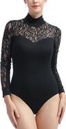 Kimi & Kai Gem Lace Mock Neck Bodysuit
