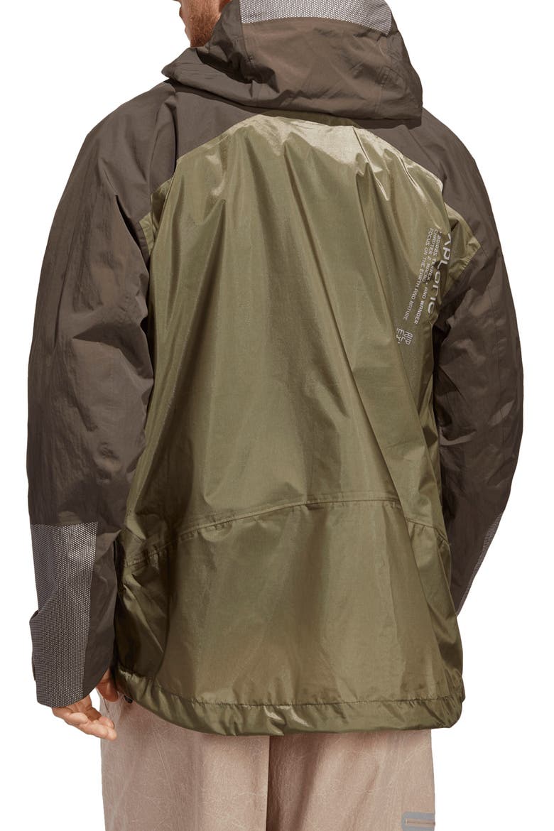 x and wander Terrex Xploric Rain.RDY Water Repellent Hooded Jacket, Alternate, color, SHADOW OLIVE/ OLIVE STRATA