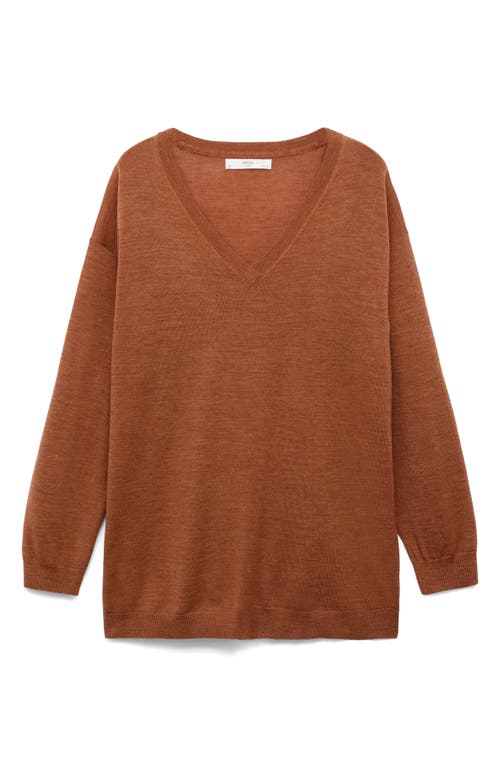 Mango V-neck Wool Pajama Sweater In Brown