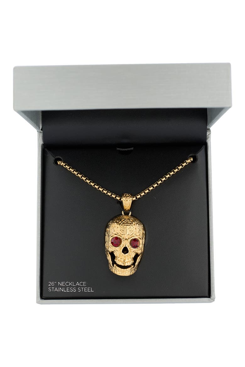 Men's Skull Pendant Necklace, Main, color, GOLD
