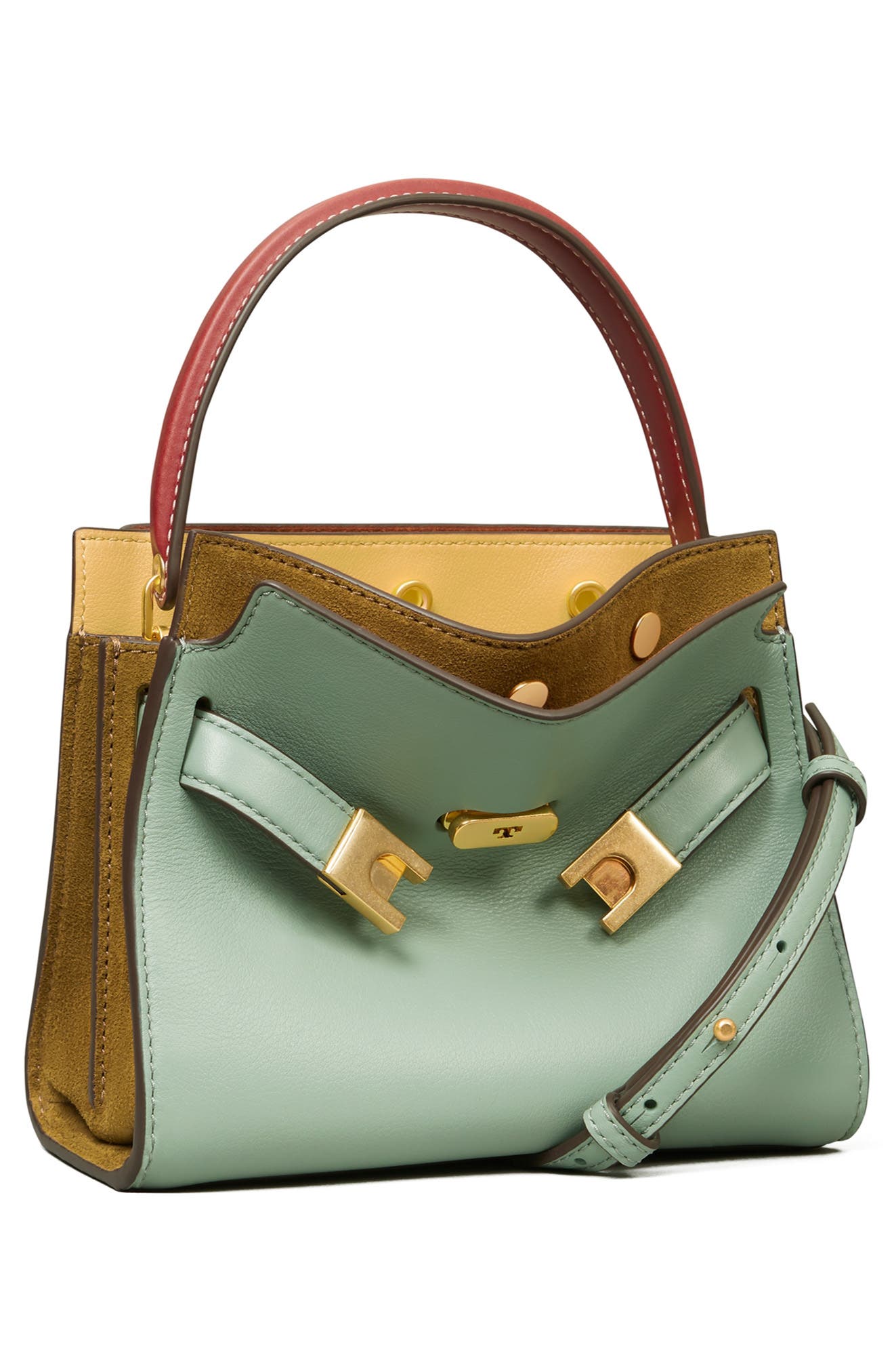 Tory Burch Lee Radziwill Petite Leather Double Bag, Alternate, color, 