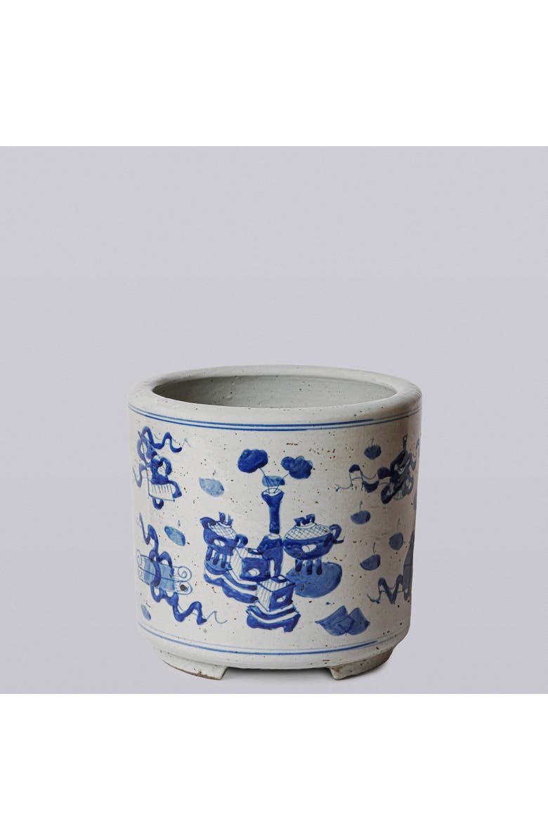 Cobalt Guild Blue and White Porcelain Treasures Footed Cachepot, Main, color, Blue And White