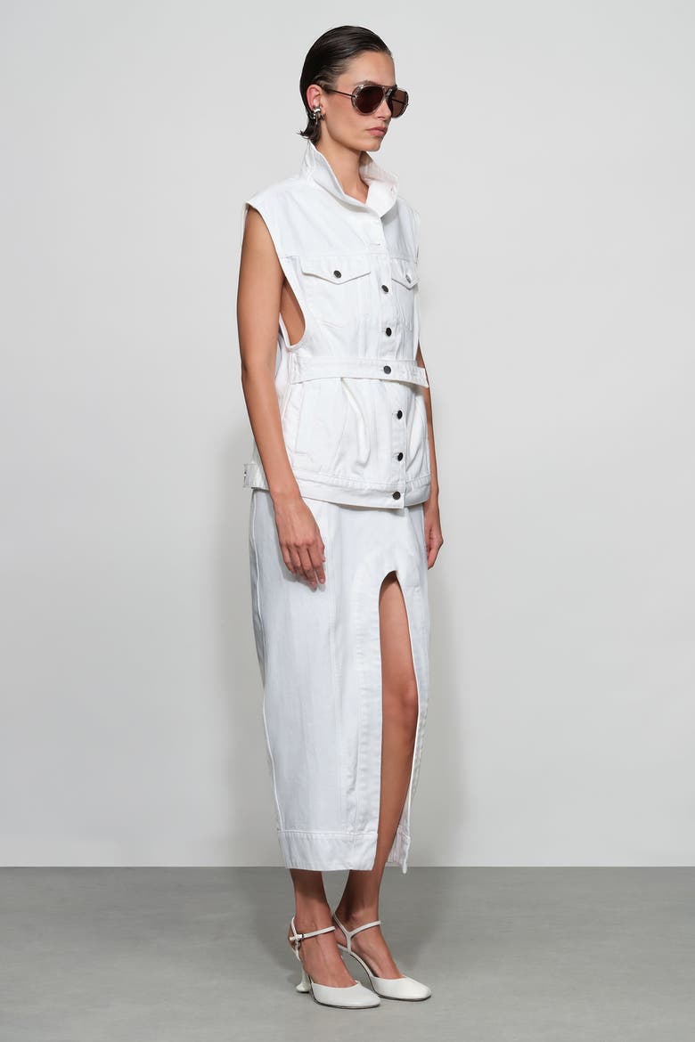 Alek Denim Midi Skirt, Alternate, color, White
