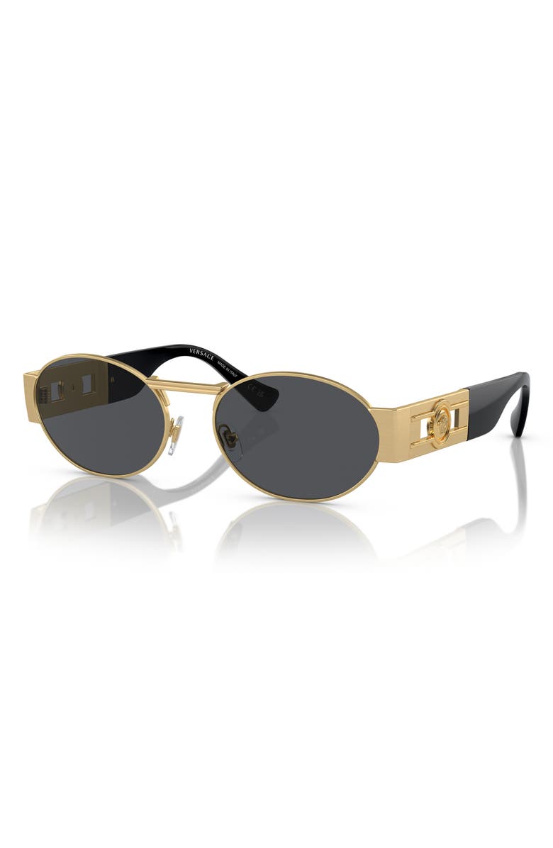 Versace 56mm Oval Sunglasses, Alternate, color, Matte Gold / Dark Grey