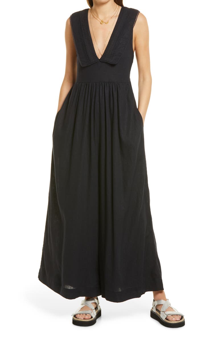 Free People Big Love Wide Leg Linen Blend Jumpsuit, Alternate, color,