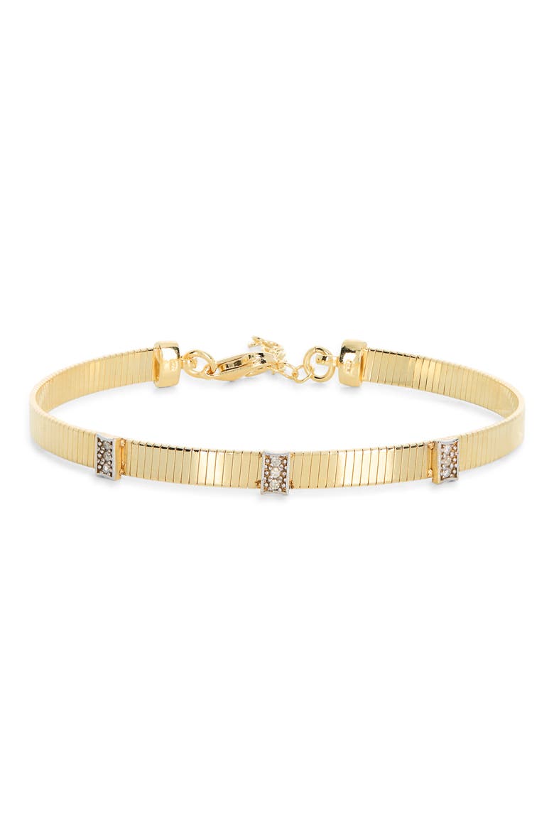 Diamond Ribbed Chain Bracelet, Main, color, YELLOW GOLD