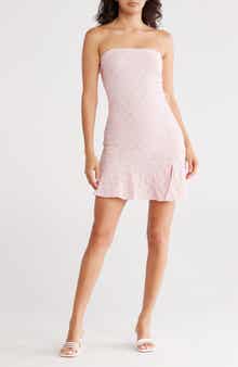 Madden Girl Strapless Asymmetric Lace Minidress