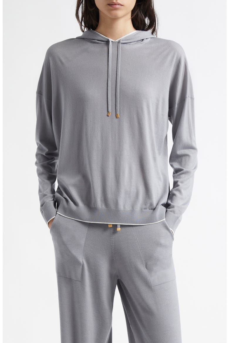 Merino Wool Hoodie, Main, color, DUST AND WHITE