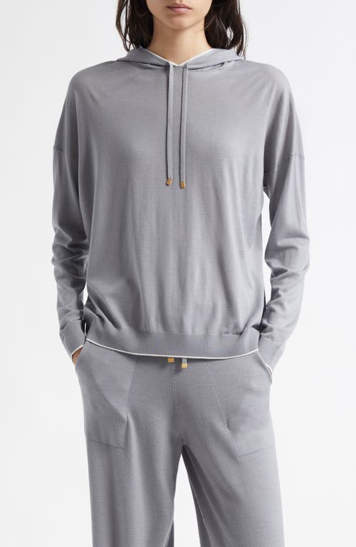 Eleventy Merino Wool Hoodie In Dust And White