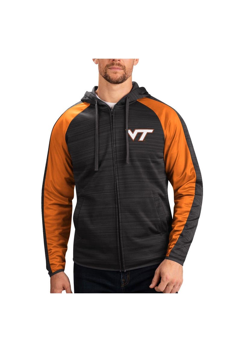Men's G-III Sports by Carl Banks Black Virginia Tech Hokies Neutral Zone Raglan Full-Zip Track Jacket Hoodie, Main, color, Black