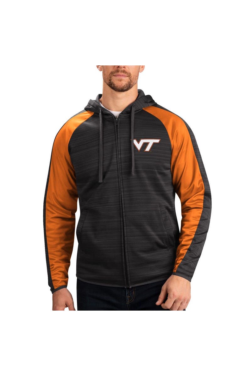 G-III SPORTS BY CARL BANKS Men's G-III Sports by Carl Banks Black Virginia Tech Hokies Neutral Zone Raglan Full-Zip Track Jacket Hoodie, Main, color, Black