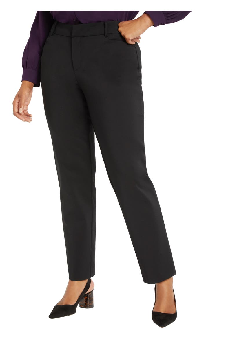 ELOQUII Petite Kady Fit Double-Weave Pant, Main, color, Black