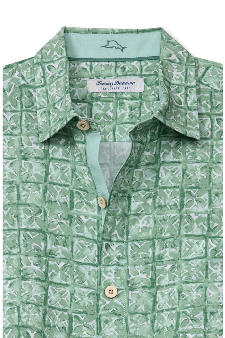 Coastal Ease Carrico Tiles IslandZone® Short Sleeve Button-Up Shirt, Alternate, color, ZEPHYR GREEN