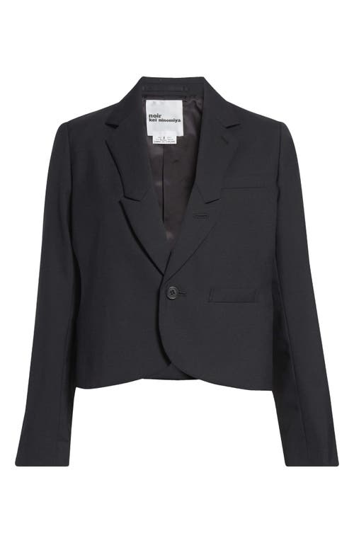 Shop Noir Kei Ninomiya Double Lapel Crop Tropical Wool Blazer In Black