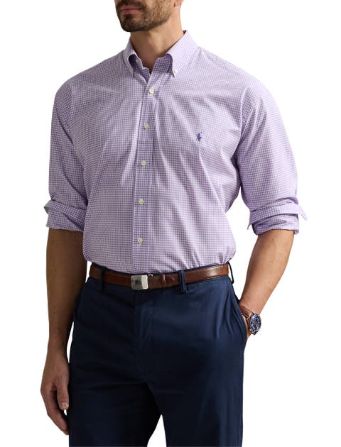 Big & Tall Gingham Stretch Poplin Sport Shirt