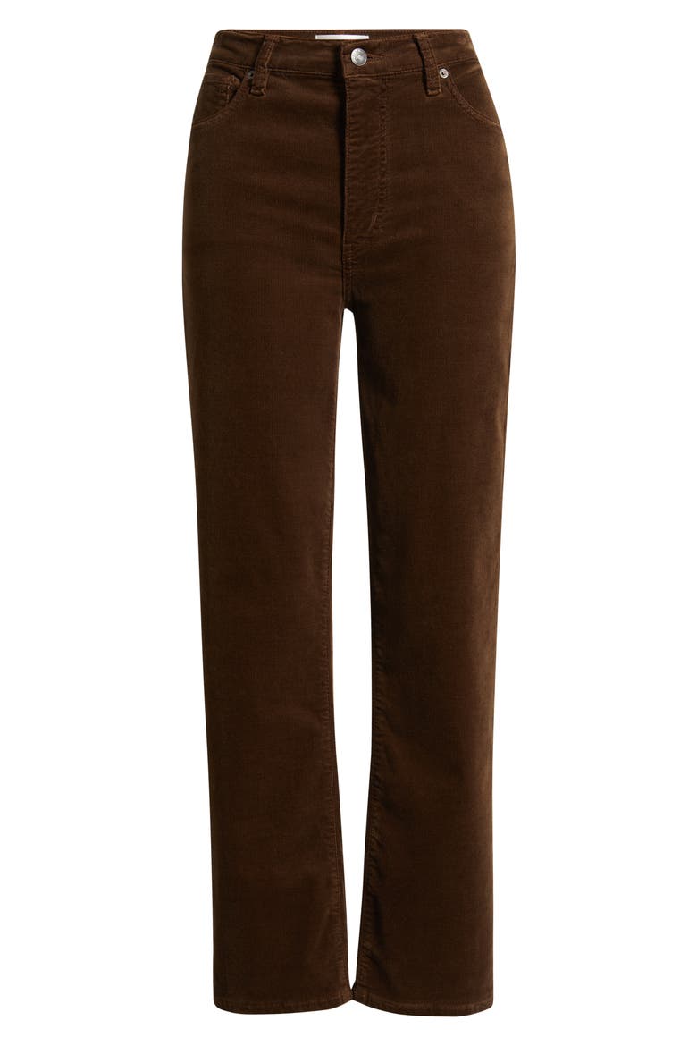Le Sleek Corduroy Ankle Straight Leg Pants, Alternate, color, BITTER CHOCOLATE