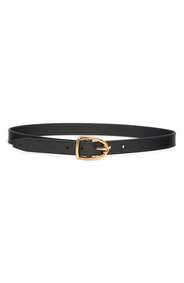 TOM FORD Angled Buckle Leather Belt, Main, color, 1N001 Black