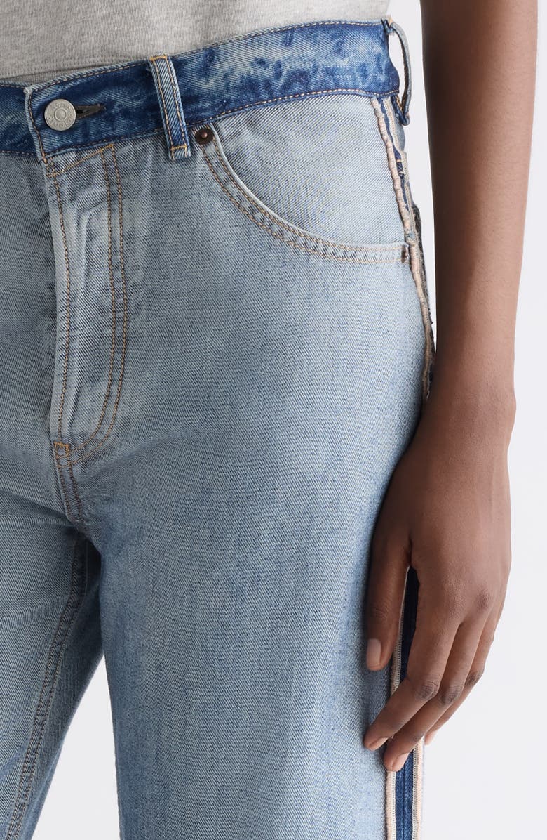 Acne Studios Rhinestone Cuff Ankle Jeans, Alternate, color, Mid Blue