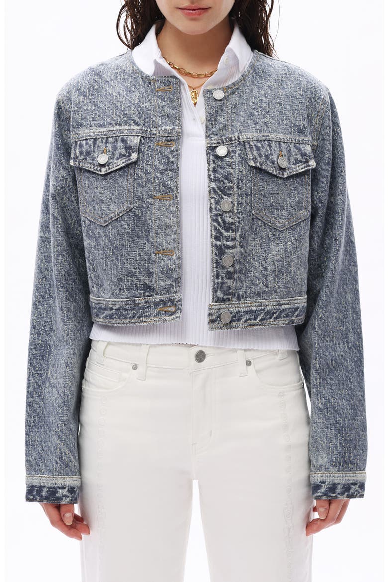Print Denim Jacket, Main, color, MEDIUM BLUE