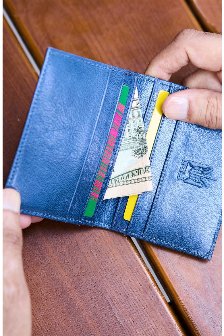Leonardo Folded Card Case, Alternate, color, Chocolate / Blue