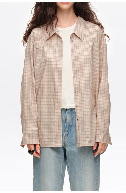 Checked Oversize Low-Cut Shirt