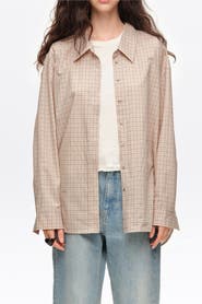 Bimba y Lola Checked Oversize Low-Cut Shirt