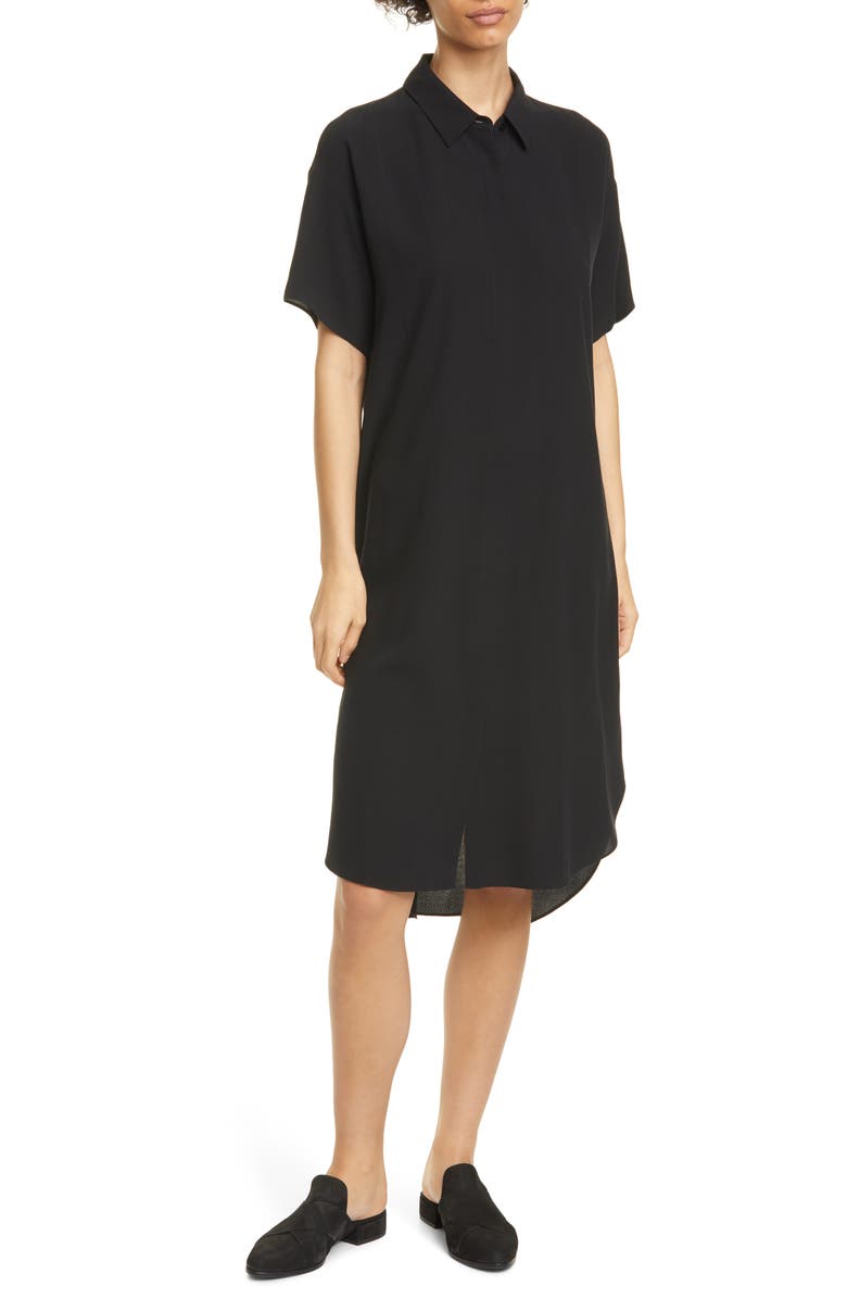Eileen Fisher Classic Collar Silk Shirtdress, Main, color,