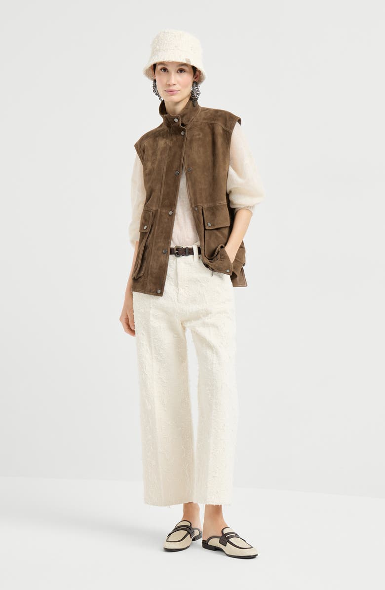 Brunello Cucinelli Contemporary Square trousers, Alternate, color, Ivory